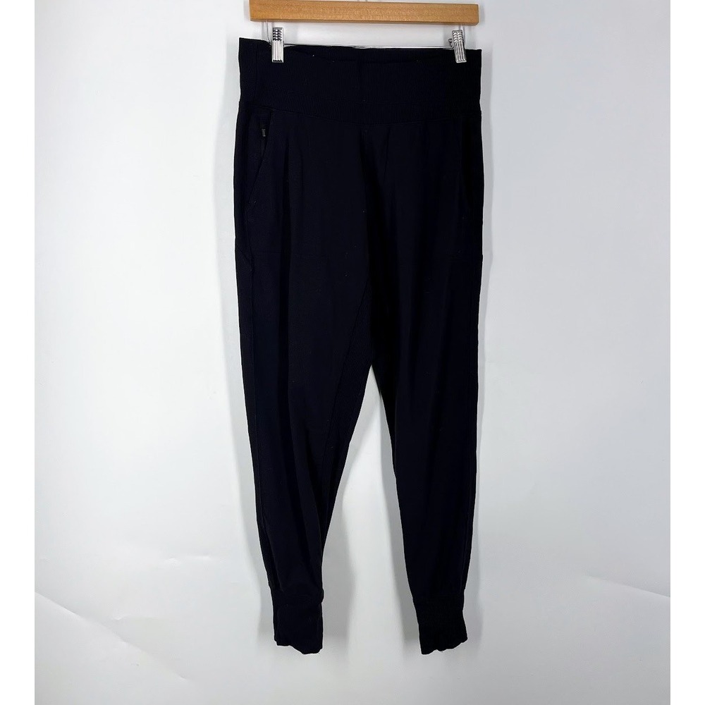 Athleta Venice Jogger Black High Rise Tapered Pants Women Small Ribbed Waistband